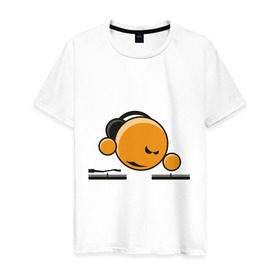 Мужская футболка хлопок с принтом Смайл DJ в Курске, 100% хлопок | прямой крой, круглый вырез горловины, длина до линии бедер, слегка спущенное плечо. | deejay | dj | smile | диджей | смайл | смайлик | улыбка