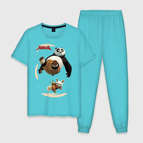 Мужская пижама хлопок с принтом Kung Fu Panda 2 в Курске, 100% хлопок | брюки и футболка прямого кроя, без карманов, на брюках мягкая резинка на поясе и по низу штанин
 | панда