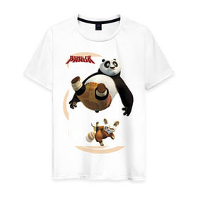 Мужская футболка хлопок с принтом Kung Fu Panda 2 в Курске, 100% хлопок | прямой крой, круглый вырез горловины, длина до линии бедер, слегка спущенное плечо. | панда