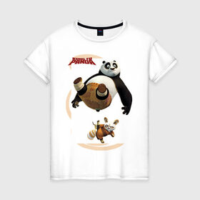Женская футболка хлопок с принтом Kung Fu Panda 2 в Курске, 100% хлопок | прямой крой, круглый вырез горловины, длина до линии бедер, слегка спущенное плечо | панда