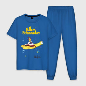 Мужская пижама хлопок с принтом Yellow submarine в Курске, 100% хлопок | брюки и футболка прямого кроя, без карманов, на брюках мягкая резинка на поясе и по низу штанин
 | beatles | rock | yellow submarine | битлз | желтая подводная лодка | рок