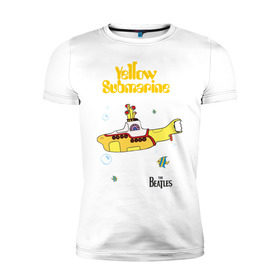 Мужская футболка премиум с принтом Yellow submarine в Курске, 92% хлопок, 8% лайкра | приталенный силуэт, круглый вырез ворота, длина до линии бедра, короткий рукав | Тематика изображения на принте: beatles | rock | yellow submarine | битлз | желтая подводная лодка | рок