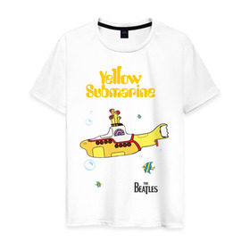 Мужская футболка хлопок с принтом Yellow submarine в Курске, 100% хлопок | прямой крой, круглый вырез горловины, длина до линии бедер, слегка спущенное плечо. | beatles | rock | yellow submarine | битлз | желтая подводная лодка | рок