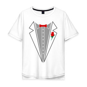 Мужская футболка хлопок Oversize с принтом Cмокинг в Курске, 100% хлопок | свободный крой, круглый ворот, “спинка” длиннее передней части | смокинг