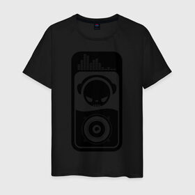 Мужская футболка хлопок с принтом Меломан в Курске, 100% хлопок | прямой крой, круглый вырез горловины, длина до линии бедер, слегка спущенное плечо. | music | музыка | наушники | песня | плеер | плейлист | трек | трэк