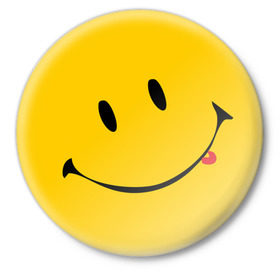 Значок с принтом Смайлик в Курске,  металл | круглая форма, металлическая застежка в виде булавки | smile | рожица | смайл | смайлик | улыбка