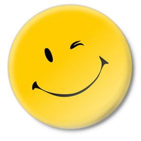 Значок с принтом Смайлик (2) в Курске,  металл | круглая форма, металлическая застежка в виде булавки | smile | рожица | смайл | смайлик | улыбка
