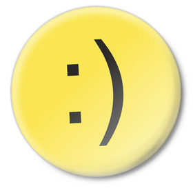 Значок с принтом Смайл в Курске,  металл | круглая форма, металлическая застежка в виде булавки | smile | смайл | смайлик | улыбка