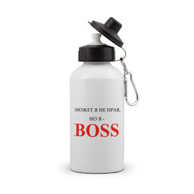 Бутылка спортивная с принтом Boss в Курске, металл | емкость — 500 мл, в комплекте две пластиковые крышки и карабин для крепления | boss | hugo boss | босс