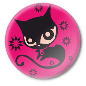 Значок с принтом Doom kitty (1) в Курске,  металл | круглая форма, металлическая застежка в виде булавки | Тематика изображения на принте: cat | kiti | kittie | kitty | кот | котэ | кошка