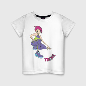 Детская футболка хлопок с принтом winX tecna в Курске, 100% хлопок | круглый вырез горловины, полуприлегающий силуэт, длина до линии бедер | 