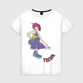 Женская футболка хлопок с принтом winX tecna в Курске, 100% хлопок | прямой крой, круглый вырез горловины, длина до линии бедер, слегка спущенное плечо | 