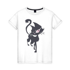 Женская футболка хлопок с принтом Cat в Курске, 100% хлопок | прямой крой, круглый вырез горловины, длина до линии бедер, слегка спущенное плечо | cat | кошка | кошки | стильно