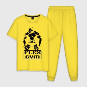 Мужская пижама хлопок с принтом Flex gym в Курске, 100% хлопок | брюки и футболка прямого кроя, без карманов, на брюках мягкая резинка на поясе и по низу штанин
 | powerlifting