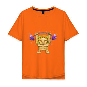 Мужская футболка хлопок Oversize с принтом Штангист в Курске, 100% хлопок | свободный крой, круглый ворот, “спинка” длиннее передней части | powerlifting