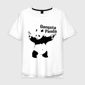Мужская футболка хлопок Oversize с принтом Gangsta Panda в Курске, 100% хлопок | свободный крой, круглый ворот, “спинка” длиннее передней части | панда