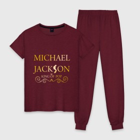 Женская пижама хлопок с принтом Michael Jackson (1) в Курске, 100% хлопок | брюки и футболка прямого кроя, без карманов, на брюках мягкая резинка на поясе и по низу штанин | 
