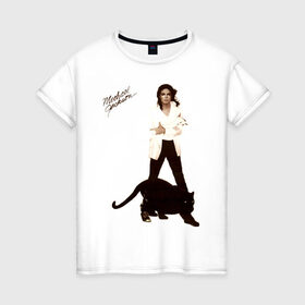 Женская футболка хлопок с принтом Michael Jackson (2) в Курске, 100% хлопок | прямой крой, круглый вырез горловины, длина до линии бедер, слегка спущенное плечо | Тематика изображения на принте: jackson | michael | mj | pop | джексон | майкл | майкл джексон | поп