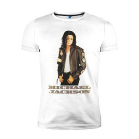 Мужская футболка премиум с принтом Michael Jackson (4) в Курске, 92% хлопок, 8% лайкра | приталенный силуэт, круглый вырез ворота, длина до линии бедра, короткий рукав | jackson | michael | mj | pop | джексон | майкл | майкл джексон | поп