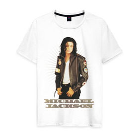 Мужская футболка хлопок с принтом Michael Jackson (4) в Курске, 100% хлопок | прямой крой, круглый вырез горловины, длина до линии бедер, слегка спущенное плечо. | jackson | michael | mj | pop | джексон | майкл | майкл джексон | поп