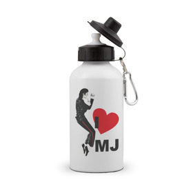 Бутылка спортивная с принтом I love Michael Jackson (1) в Курске, металл | емкость — 500 мл, в комплекте две пластиковые крышки и карабин для крепления | Тематика изображения на принте: jackson | michael | mj | pop | джексон | майкл | майкл джексон | поп