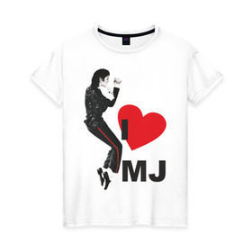 Женская футболка хлопок с принтом I love Michael Jackson (1) в Курске, 100% хлопок | прямой крой, круглый вырез горловины, длина до линии бедер, слегка спущенное плечо | jackson | michael | mj | pop | джексон | майкл | майкл джексон | поп