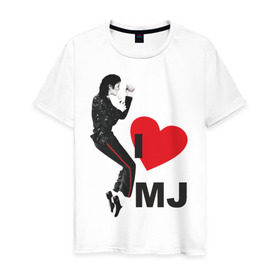 Мужская футболка хлопок с принтом I love Michael Jackson (1) в Курске, 100% хлопок | прямой крой, круглый вырез горловины, длина до линии бедер, слегка спущенное плечо. | jackson | michael | mj | pop | джексон | майкл | майкл джексон | поп