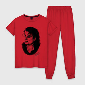 Женская пижама хлопок с принтом Michael Jackson (6) в Курске, 100% хлопок | брюки и футболка прямого кроя, без карманов, на брюках мягкая резинка на поясе и по низу штанин | jackson | michael | pop | джексон | майкл | майкл джексон | поп