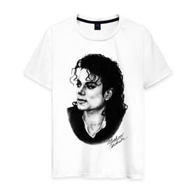 Мужская футболка хлопок с принтом Michael Jackson (6) в Курске, 100% хлопок | прямой крой, круглый вырез горловины, длина до линии бедер, слегка спущенное плечо. | Тематика изображения на принте: jackson | michael | pop | джексон | майкл | майкл джексон | поп
