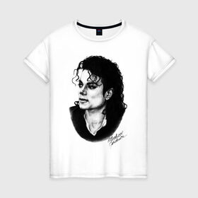 Женская футболка хлопок с принтом Michael Jackson (6) в Курске, 100% хлопок | прямой крой, круглый вырез горловины, длина до линии бедер, слегка спущенное плечо | jackson | michael | pop | джексон | майкл | майкл джексон | поп