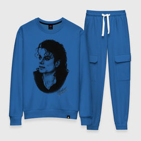 Женский костюм хлопок с принтом Michael Jackson (6) в Курске, 100% хлопок | на свитшоте круглая горловина, мягкая резинка по низу. Брюки заужены к низу, на них два вида карманов: два 