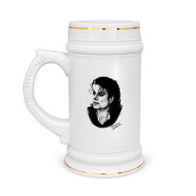 Кружка пивная с принтом Michael Jackson в Курске,  керамика (Материал выдерживает высокую температуру, стоит избегать резкого перепада температур) |  объем 630 мл | jackson | michael | mj | pop | джексон | майкл | майкл джексон | поп