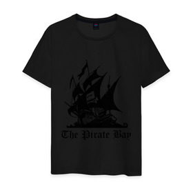 Мужская футболка хлопок с принтом The Pirate Bay в Курске, 100% хлопок | прямой крой, круглый вырез горловины, длина до линии бедер, слегка спущенное плечо. | the pirate bay | torrent | пиратская бухта | торрент
