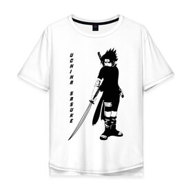 Мужская футболка хлопок Oversize с принтом Uchiha Sasuke в Курске, 100% хлопок | свободный крой, круглый ворот, “спинка” длиннее передней части | anime | sasuke | аниме