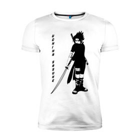 Мужская футболка премиум с принтом Uchiha Sasuke в Курске, 92% хлопок, 8% лайкра | приталенный силуэт, круглый вырез ворота, длина до линии бедра, короткий рукав | anime | sasuke | аниме