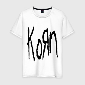 Мужская футболка хлопок с принтом Korn в Курске, 100% хлопок | прямой крой, круглый вырез горловины, длина до линии бедер, слегка спущенное плечо. | korn | metal | rock | корн | логотип | метал | музыка | рок | рок группа | рок группы