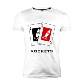 Мужская футболка премиум с принтом AA Ракеты в Курске, 92% хлопок, 8% лайкра | приталенный силуэт, круглый вырез ворота, длина до линии бедра, короткий рукав | ace | poker | rocket | rockets | карты | покер | ракеты | туз | тузы