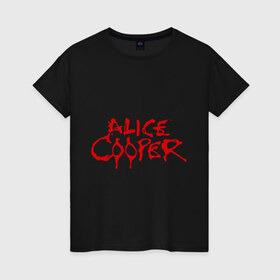 Женская футболка хлопок с принтом Alice Cooper в Курске, 100% хлопок | прямой крой, круглый вырез горловины, длина до линии бедер, слегка спущенное плечо | alice cooper | metal | rock | логотип | метал | музыка | музыкант | рок | рок музыка | элис купер