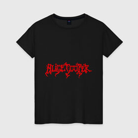 Женская футболка хлопок с принтом Alice Cooper (2) в Курске, 100% хлопок | прямой крой, круглый вырез горловины, длина до линии бедер, слегка спущенное плечо | alice cooper | metal | rock | логотип | метал | музыка | музыкант | рок | рок музыка | элис купер