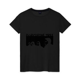 Женская футболка хлопок с принтом Porcupine Tree в Курске, 100% хлопок | прямой крой, круглый вырез горловины, длина до линии бедер, слегка спущенное плечо | metal | porcupine tree | rock | логотип | метал | музыка | рок | рок группа | рок группы