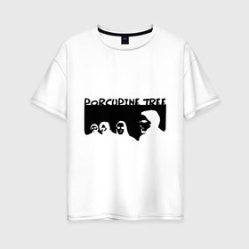 Женская футболка хлопок Oversize с принтом Porcupine Tree в Курске, 100% хлопок | свободный крой, круглый ворот, спущенный рукав, длина до линии бедер
 | metal | porcupine tree | rock | логотип | метал | музыка | рок | рок группа | рок группы