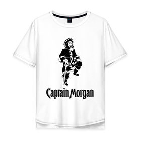 Мужская футболка хлопок Oversize с принтом Capitan Morgan в Курске, 100% хлопок | свободный крой, круглый ворот, “спинка” длиннее передней части | capitan morgan | бар | бармен | капитан морган