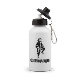 Бутылка спортивная с принтом Capitan Morgan в Курске, металл | емкость — 500 мл, в комплекте две пластиковые крышки и карабин для крепления | capitan morgan | бар | бармен | капитан морган