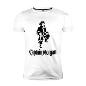 Мужская футболка премиум с принтом Capitan Morgan в Курске, 92% хлопок, 8% лайкра | приталенный силуэт, круглый вырез ворота, длина до линии бедра, короткий рукав | Тематика изображения на принте: capitan morgan | бар | бармен | капитан морган