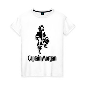 Женская футболка хлопок с принтом Capitan Morgan в Курске, 100% хлопок | прямой крой, круглый вырез горловины, длина до линии бедер, слегка спущенное плечо | capitan morgan | бар | бармен | капитан морган