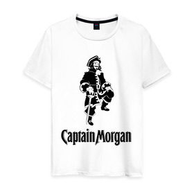 Мужская футболка хлопок с принтом Capitan Morgan в Курске, 100% хлопок | прямой крой, круглый вырез горловины, длина до линии бедер, слегка спущенное плечо. | Тематика изображения на принте: capitan morgan | бар | бармен | капитан морган