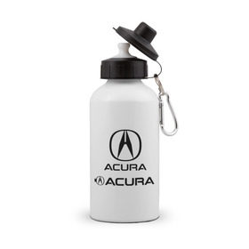 Бутылка спортивная с принтом Acura в Курске, металл | емкость — 500 мл, в комплекте две пластиковые крышки и карабин для крепления | Тематика изображения на принте: auto | авто | автомобильные | знаки | машины