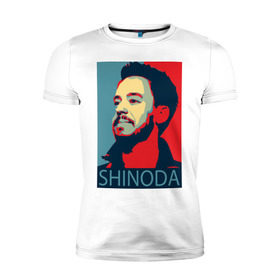 Мужская футболка премиум с принтом Mike Shinoda в Курске, 92% хлопок, 8% лайкра | приталенный силуэт, круглый вырез ворота, длина до линии бедра, короткий рукав | linkin park | mike shinoda | rock | shinoda | линкин парк | рок