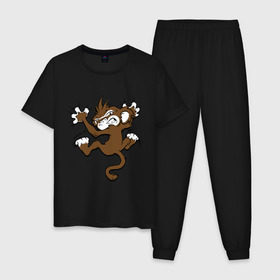 Мужская пижама хлопок с принтом Мартышка в Курске, 100% хлопок | брюки и футболка прямого кроя, без карманов, на брюках мягкая резинка на поясе и по низу штанин
 | monkey | обезьяна