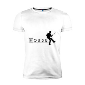 Мужская футболка премиум с принтом Хаус (10) в Курске, 92% хлопок, 8% лайкра | приталенный силуэт, круглый вырез ворота, длина до линии бедра, короткий рукав | everybody lies | haus | house | все лгут | доктор | хауз | хаус | хью лори